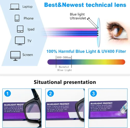 Miniatura 6 de REAVEE Oprah Style - Lentes de lectura para mujer, bloqueo de luz azul, elegantes y de gran tamaño, bisagra de resorte Negro