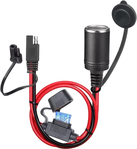 12AWG Cable de extensión de enchufe de encendedor de cigarrillos hembra para motocicleta, SAE, 12V-24V, para cargadores de batería y accesorios de