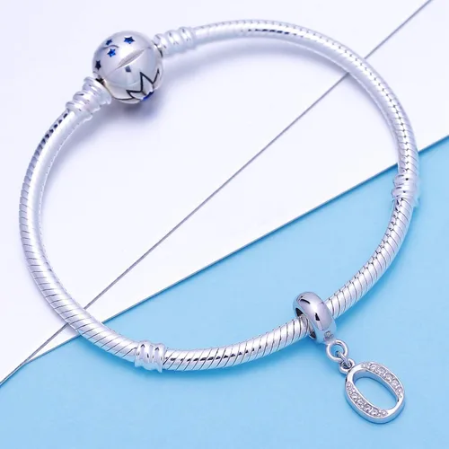 Miniatura 5 de SoulBeads - Colgantes de plata fina 0,925 de letra inicial, alfabeto A-Z. Dije con cristales compatibles con brazaletes europeos