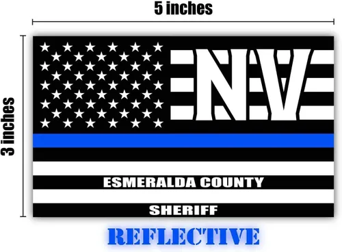Miniatura 3 de Bandera de Estados Unidos reflectante del condado de Esmeralda, Nevada, Nevada, NV, línea azul, sigilosa, vieja gloria, honrando a los agentes