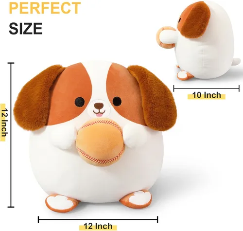 Miniatura 4 de Onsoyours - Original juguete de peluche de perro beagle con béisbol - 30 cm de felpa suave, juguete de cachorro deportivo, lindos peluches