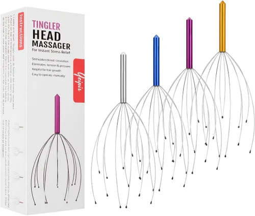 Yeipis Paquete de 4 masajeadores para el cuero cabelludo, masaje manual para la cabeza, rascador para una relajación profunda, estimulación del