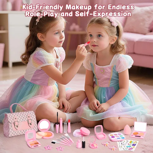Miniatura 6 de Juego de maquillaje para niños de 3 a 5 años, maquillaje falso para niñas con bolso para niños, kit de maquillaje de juguetes para niñas de 3, 4, 5