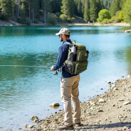 Miniatura 7 de N NEVO RHINO Mochila de aparejos de pesca con soportes para caña, bolsa de pesca grande de 40 L con cubierta impermeable para lluvia, bolsa