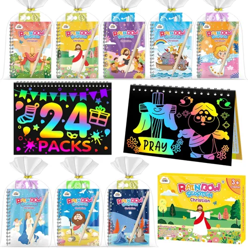 Miniatura 9 de ZMLM Paquete de 16 recuerdos de fiesta de arte arcoíris para niños de 4 a 8 años, bolsas de regalo de cumpleaños sin desorden, premios de aula de 1