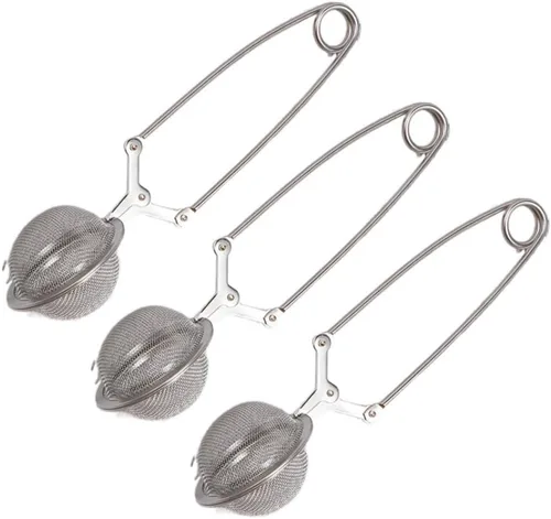 Miniatura 9 de Colador de té de malla de acero inoxidable con asa, filtro de metal, bola de filtro de té, café, hierba, especias, difusor de té (1 unidad, pequeña)