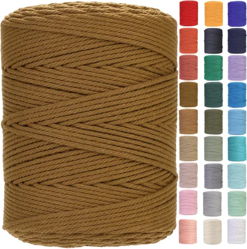 Miniatura 57 de Cuerda de macramé 4 mm x 328 yardas Natural Cuerda de algodón para macramé Cuerda de macramé colorida Cordón de algodón suave Suministros de macramé