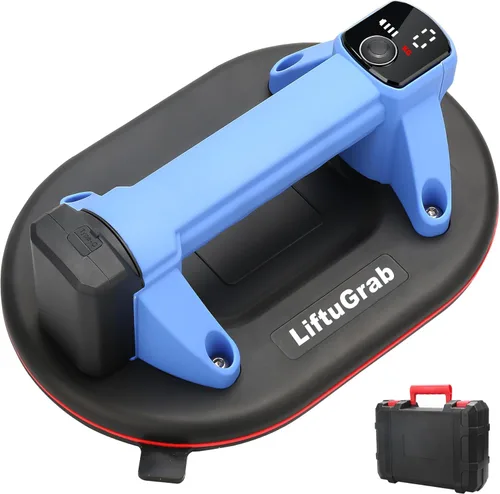 Ventosa eléctrica con capacidad de carga máxima de 551 libras, base de 10 pulgadas con pantalla LED para succión Batería de 2000 mAh Carga tipo C