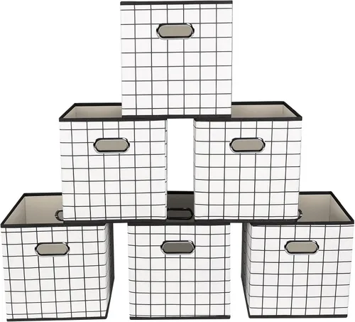 Miniatura 55 de Contenedores de almacenamiento de tela, organizadores de tela con asa, cubos plegables para almacenamiento de tela o accesorios, 11 x 11 x 11 Naranja