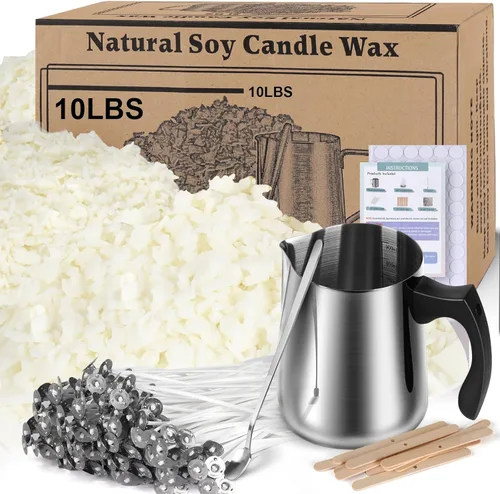 Miniatura 10 de Kit de suministros para hacer velas de cera de soja, cera de soja natural para hacer velas, kit de arte y manualidades DIY para adultos
