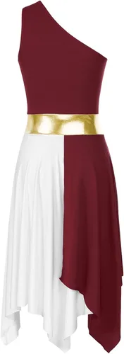 Miniatura 24 de easyforever Vestido de baile sin mangas con bloques de color para mujer, alabanza litúrgica, ropa de baile lírico, vestido de bata de adoración