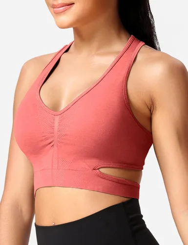 Miniatura 2 de YEOREO Sujetador deportivo sin mangas para entrenamiento, tops cortos con espalda cruzada y acolchado para yoga