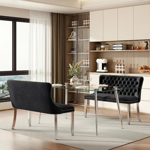 Miniatura 96 de Baysitone Juego de mesa de comedor de vidrio de 51 pulgadas para 4, juego de 5 piezas moderno de comedor, mesa de cocina rectangular de vidrio con 4