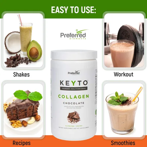 Miniatura 8 de Proteína de colágeno Keto en polvo con aceite MCT, péptidos de colágeno hidrolizados alimentados con pasto y criados en pastos aptos para dieta baja
