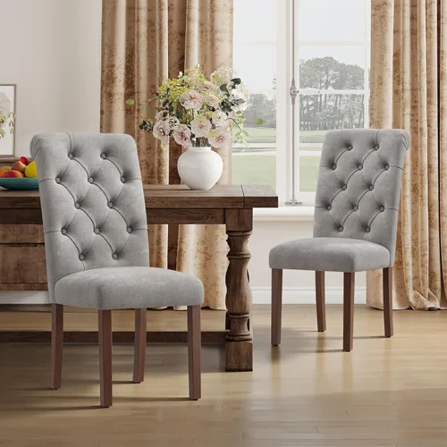 Miniatura 12 de MALOL Parsons - Juego de 4 sillas de comedor tapizadas copetudas, sillas de cocina con asiento acolchado y patas de madera maciza, sillas laterales