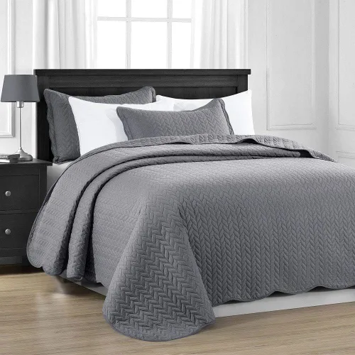 Miniatura 36 de MOONLIGHT20015 Paquete de 8 Colchas Tamaño King para Cama (106" x 96") - Venta al Por Mayor para Hoteles, Dormitorios de Huéspedes y Airbnbs - Gris