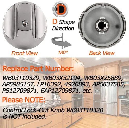 Miniatura 2 de GE Cafe Range - Perilla de repuesto para quemador de cocina WB03X25889 para CGP350 y CGP350, perillas de cocina de acero inoxidable para reemplazar