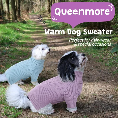 Miniatura 6 de Queenmore Suéter para perro, suéter para cachorros para perros pequeños, suéteres cálidos de invierno y otoño para perros, niñas y niños, suéter
