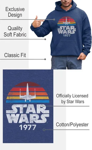 Miniatura 2 de STAR WARS 1977 - Sudadera con capucha con logotipo Rainbow X-Wing Fighter para hombre Azul marino arcoíris