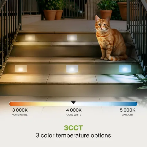 Miniatura 5 de ASD LED Luminaria de Escalera Empotrada, Iluminación de Pasada al Aire Libre del Atardecer al Amanecer 3CCT, Sensor de Movimiento, Fotocélula