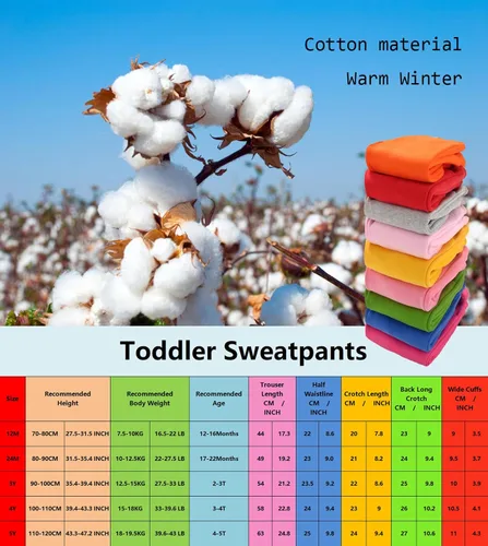 Miniatura 2 de CuteOn Unisex Toddler Jogger Pants Kids Cotton Elastic Waist Winter Baby Sweatpants Pants 1-5Years