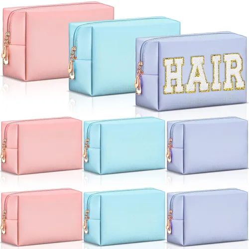 Miniatura 15 de Sanwuta 9 bolsas de maquillaje a granel de poliuretano con doble cremallera, bolsa de cosméticos, artículos de tocador de maquillaje, bolsa pequeña