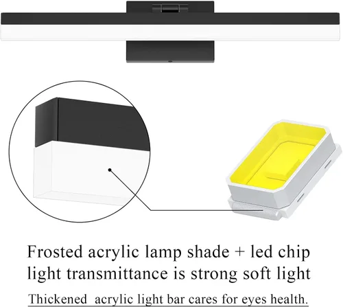 Miniatura 5 de Ralbay Luces de tocador negras para baño de 24 pulgadas, moderna luz LED negra mate, accesorios de iluminación de baño sobre espejo