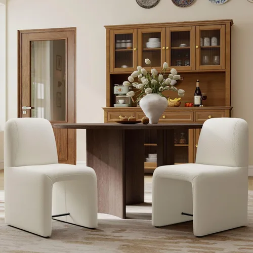 Miniatura 11 de Hyfirm Juego de 2 sillas de comedor tapizadas negras, sillas escandinavas Parsons sin brazos de tela Boucle con cojín de asiento de felpa
