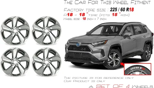 Miniatura 2 de Nuevo juego de llantas de aleación de 18 pulgadas y 18 x 7 pulgadas para Toyota RAV 4 2021-2022 Llanta de repuesto de diseño OEM Gris oscuro
