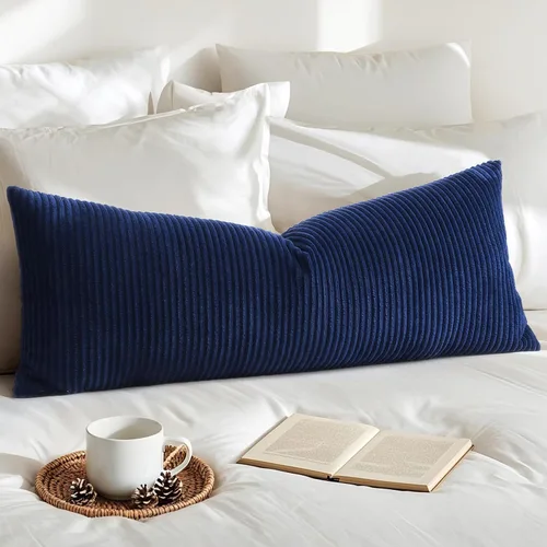 Miniatura 14 de Artscope Fundas de Almohada de Pana a Rayas Acogedoras Súper Suaves Decorativas Oblongas Fundas de Almohada Decorativa Funda de Cojín para Sofá