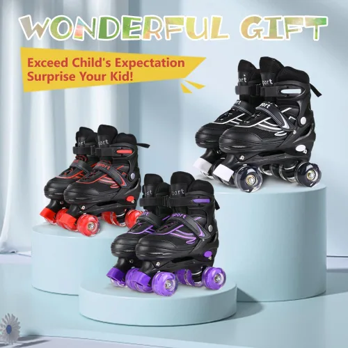 Miniatura 7 de Patines en línea G MGY OLED para niños pequeños, patines ajustables en 4 tallas con todas las ruedas iluminadas, patines iluminados divertidos
