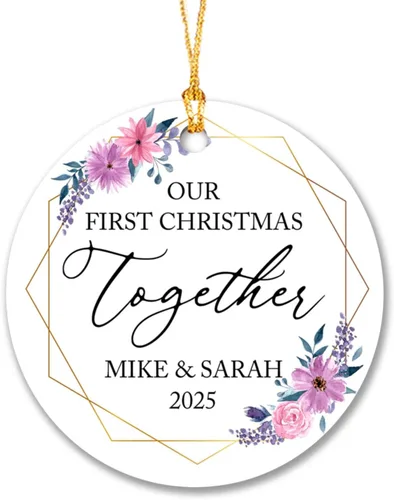 Miniatura 8 de Adorno de nuestra primera Navidad con huellas de patas, nombre personalizado para la primera Navidad del cachorro 2025, recuerdo de huella de perro