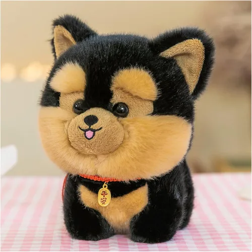 Animal de peluche para perro, juguete de peluche de imitación, almohada de peluche de peluche, regalos para niños y niñas (negro, 9.8 pulgadas)