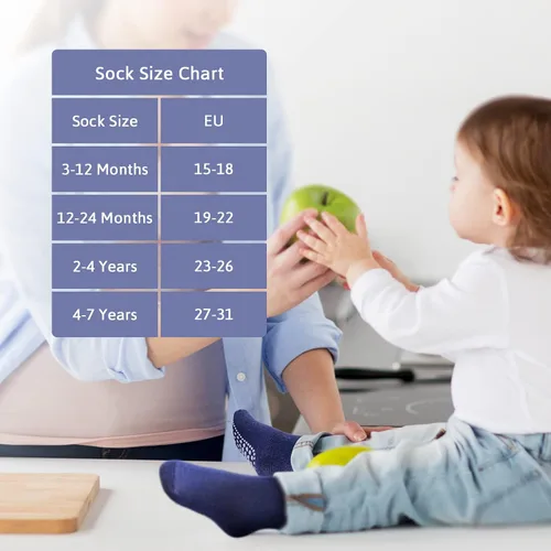 Miniatura 6 de Sosenfer Calcetines antideslizantes para niños pequeños con pinzas, 5-10 pares de calcetines antideslizantes para bebés de 1 a 7 años, hechos
