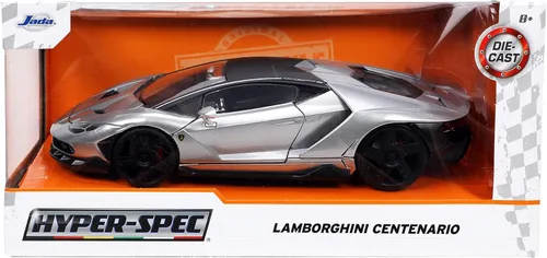Miniatura 3 de Lamborghini Centenario Gris Metálico con parte superior negra Hyper-Spec Series 1/24 Modelo de auto fundido a troquel por Jada