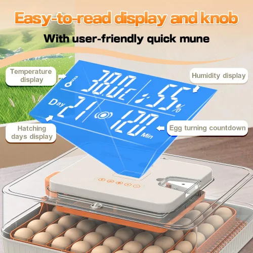 Miniatura 2 de HOWOOlUA - Incubadora de 56 huevos para incubar huevos con giro automático, control de temperatura y humedad, incubadora integrada de huevos de gran