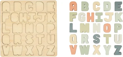 Miniatura 2 de Pearhead Rompecabezas de madera del alfabeto, juguete de aprendizaje ABC para niños pequeños, tablero de rompecabezas educativo Montessori
