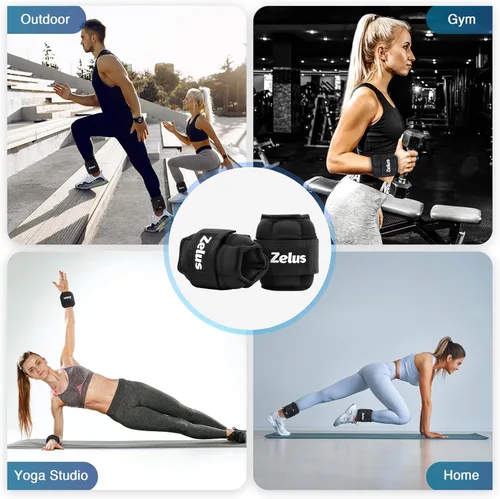 Miniatura 7 de ZELUS - 1 par de pesas de tobillo ajustables, correas de peso para piernas modularizadas de 2, 4, 6, 8, 10 libras para mujeres y hombres, juego