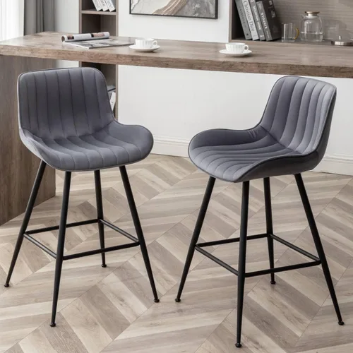 Miniatura 8 de Juego de 2 Taburetes de Bar - Taburetes de Bar de Lujo de Altura de Mostrador, Taburete de Bar de 24 Pulgadas de Altura de Asiento, Tapizados en Azul