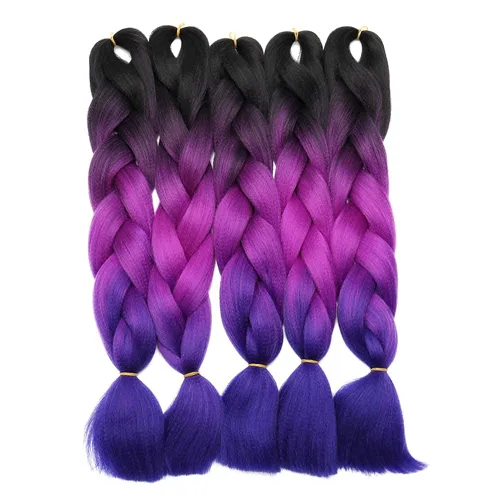 Miniatura 94 de Benehair Extensiones de cabello trenzado ombré de 24 pulgadas, 1 paquete de extensiones de cabello trenzado jumbo de alta temperatura, cabello