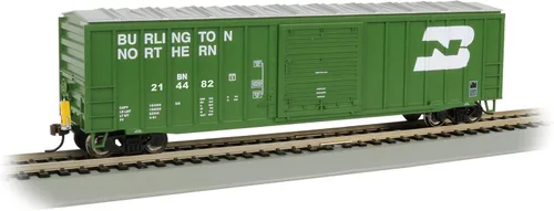 Bachmann Trenes – 50' fuera de caja apoyada con dispositivo de extremo intermitente del tren - Burlington Northern - Escala HO