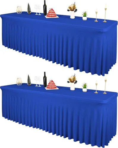 Miniatura 21 de 2 Packs Black Spandex Table Clothes for 6 Foot Rectangle Tables, Wrinkle Resistant Fitted Tables Cover, Washable Stretch Table Skirts for Weddings
