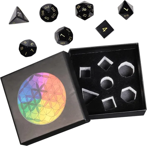 Miniatura 3 de SUNYIK Juego de 7 dados poliédricos DND de piedra de cristal pulido para juegos de mesa RPG MTG, dados de juego DND, mazmorras y dragones