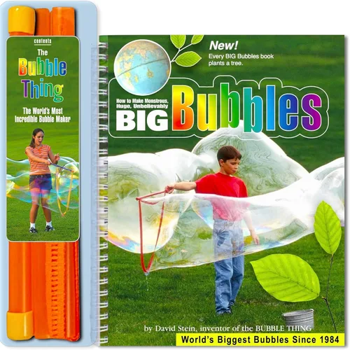 BUBBLETHING - Varita y libro de burbujas grandes, sopla burbujas a 20 pies de largo, este es el libro que construyó el deporte de burbujas gigantes,