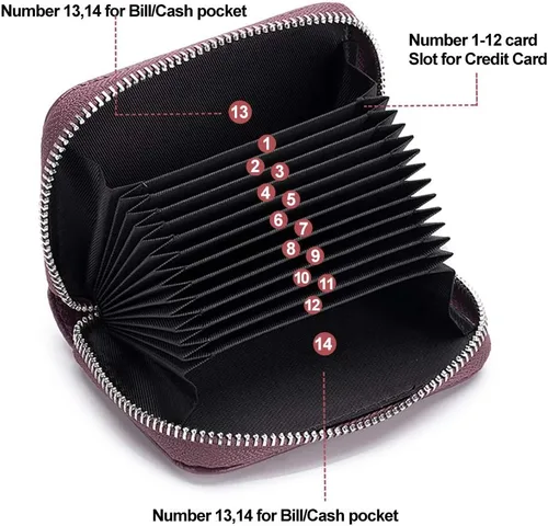 Miniatura 3 de EASTNIGHTS Cartera de cuero genuino para tarjetas de crédito RFID con cremallera