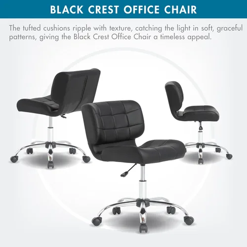 Miniatura 5 de Calico Designs - Silla de oficina moderna sin brazos con cresta negra, silla giratoria de oficina, silla de escritorio, silla de computadora
