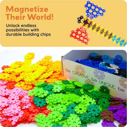 Miniatura 7 de PicassoTiles Juego de 600 fichas de construcción entrelazadas con bloques de disco creativos, juguetes de aprendizaje STEM para educación temprana