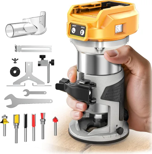MtiolHig Enrutador compacto inalámbrico compatible con batería DeWalt de 20 V (solo herramienta), herramienta de enrutador de 6 velocidades