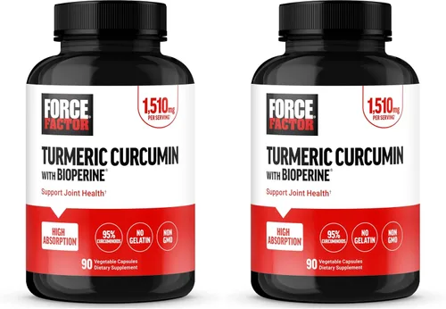 Miniatura 14 de Force Factor Suplemento de curcumina de cúrcuma con pimienta negra, suplemento de apoyo articular con BioPerine para una mayor absorción, sin