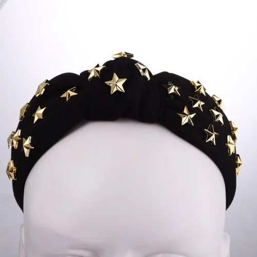 Miniatura 7 de ARATLENCH Diadema anudada con estrellas doradas y tachonadas con nudo en la parte superior ancha, diadema para Navidad, Año Nuevo, vacaciones